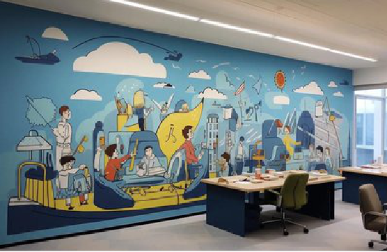 天峨办公室墙绘的特点。