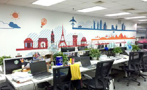 天峨教你设计办公室墙绘的方法。